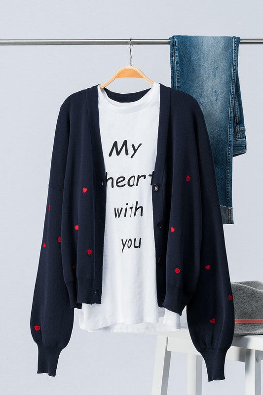 Small Heart Cardigan - The Downtown Dachshund