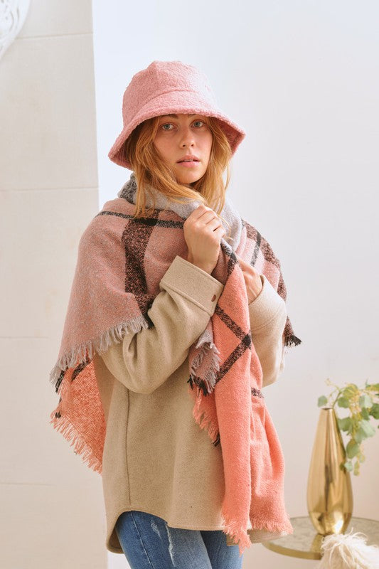 DIANA XL PATTERN CHECKER SCARF - The Downtown Dachshund