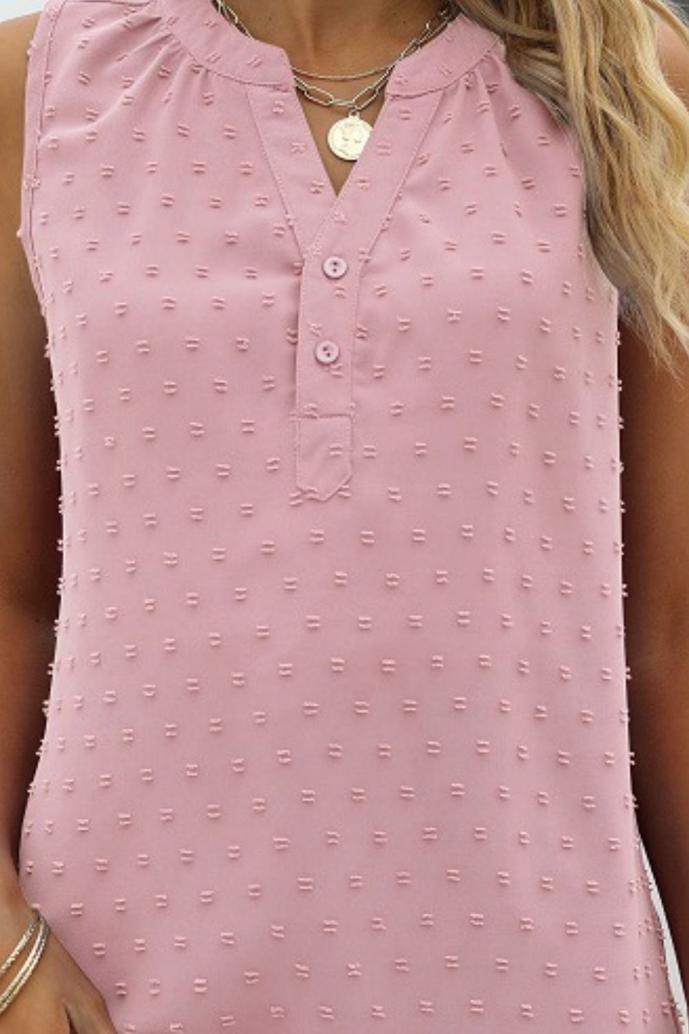Swiss Dot Notched Neck Tank - The Downtown Dachshund