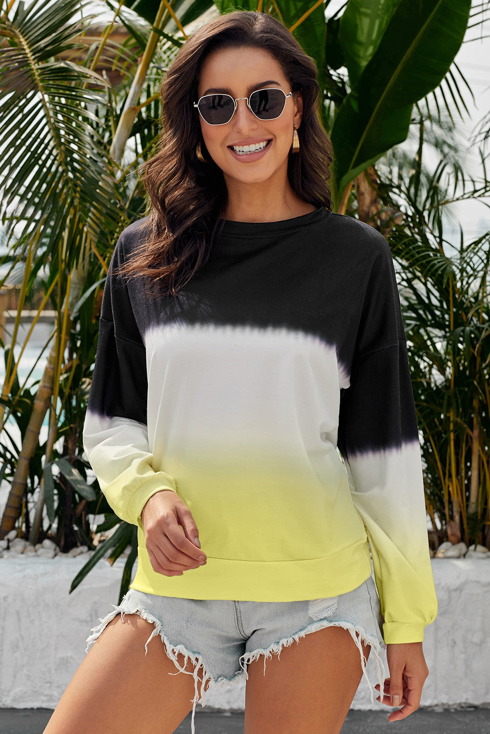 Tie-Dye Drop Shoulder Round Neck Sweatshirt - The Downtown Dachshund
