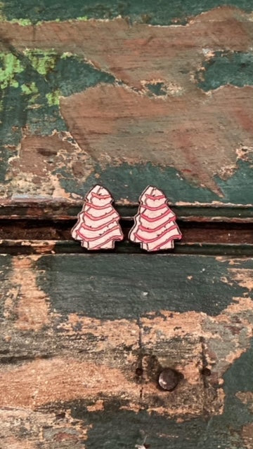 Christmas Tree Cake Stud Earrings - The Downtown Dachshund