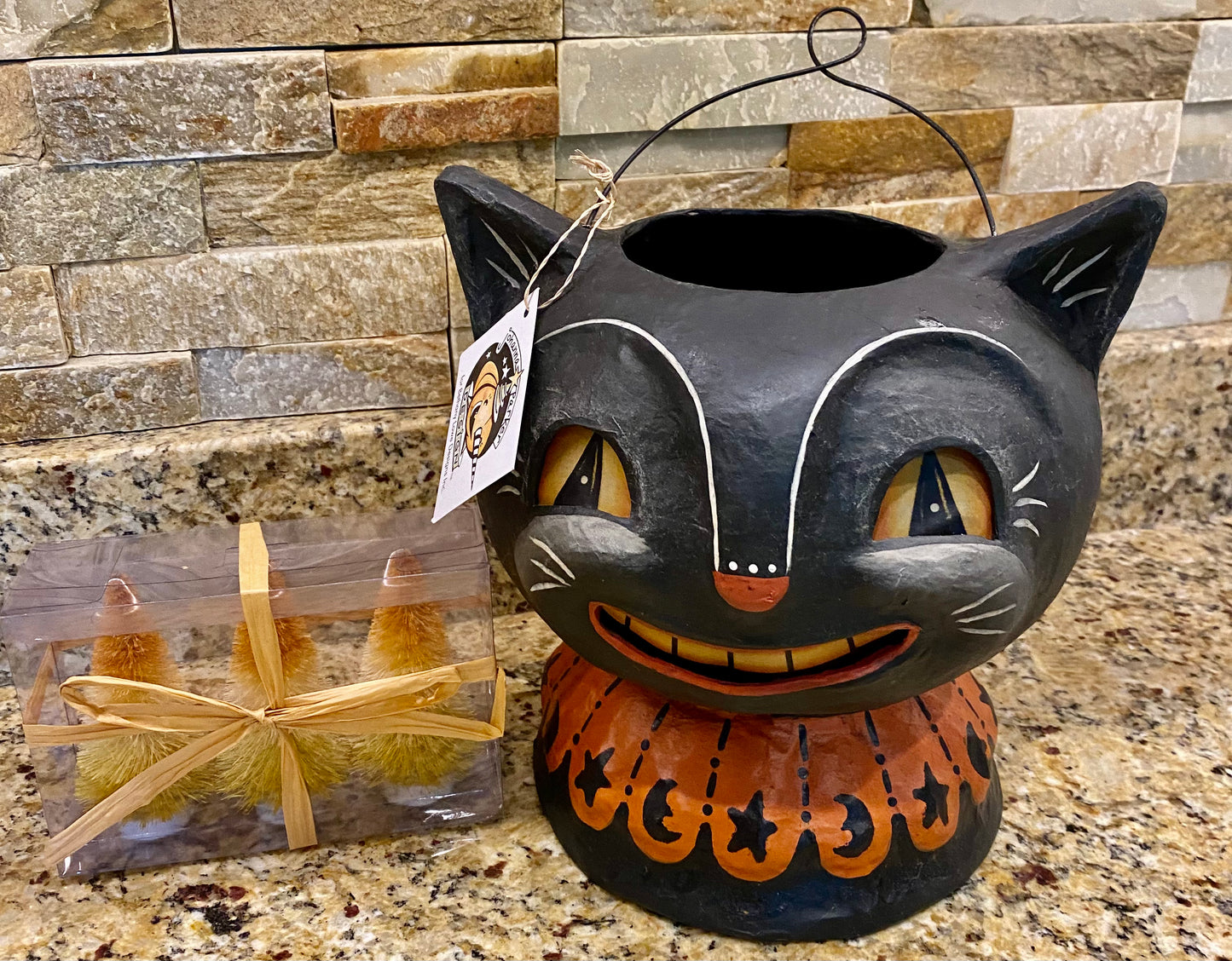 Candy corn bottle brush trees - The Downtown Dachshund