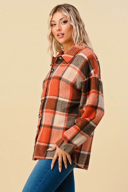 Oversized Flannel Rust/Black - The Downtown Dachshund