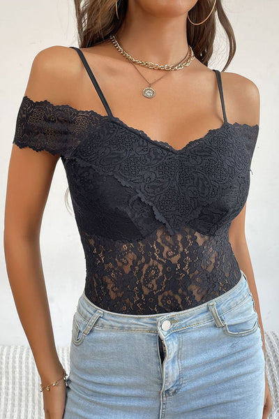 Lace Cold-Shoulder Bodysuit - The Downtown Dachshund