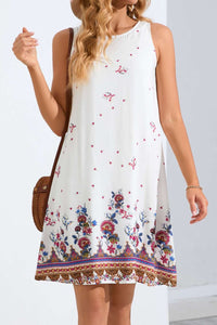 Floral Round Neck Sleeveless Dress - The Downtown Dachshund