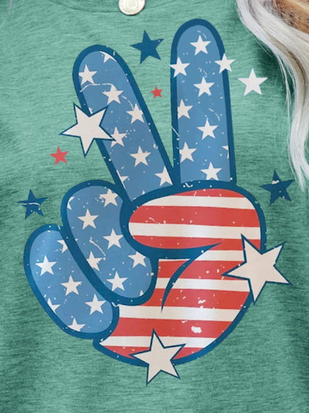 US Flag Peace Sign Hand Graphic Tee - The Downtown Dachshund