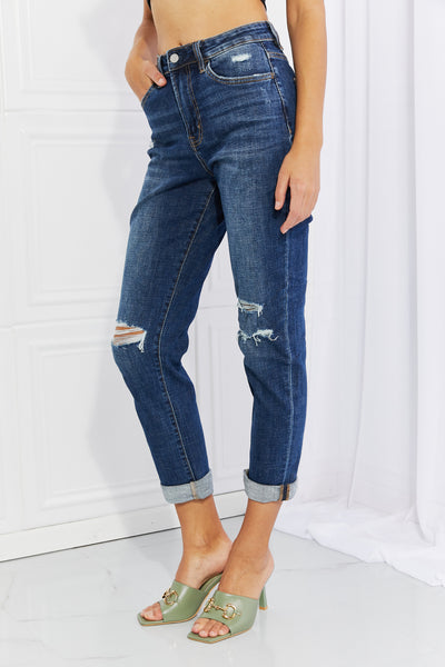 VERVET Full Size Distressed Cropped Jeans with Pockets - The Downtown Dachshund