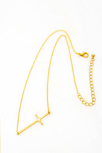 HAMMERED SIDEWAY CROSS NECKLACE - The Downtown Dachshund