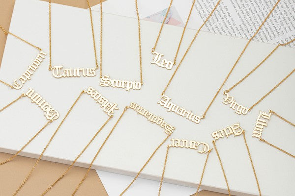 Laser cut zodiac sign pendant necklace - The Downtown Dachshund
