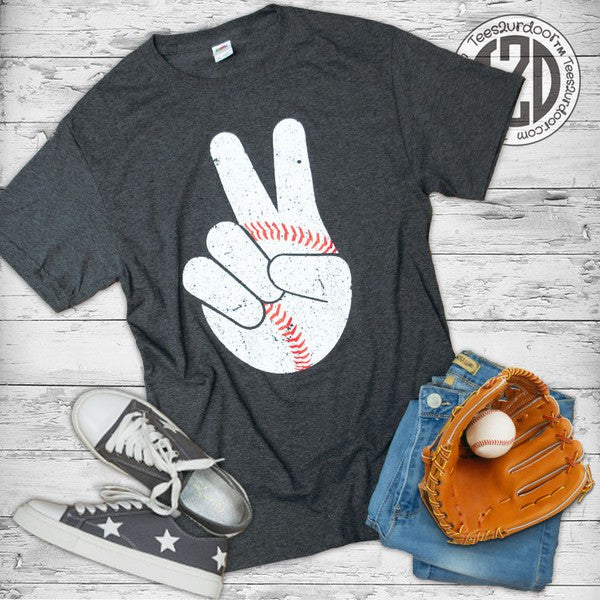 Baseball Peace Sign T Shirt - The Downtown Dachshund