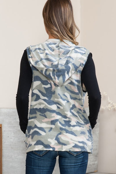 Camoflage Hacci Print Hooded Vest - The Downtown Dachshund