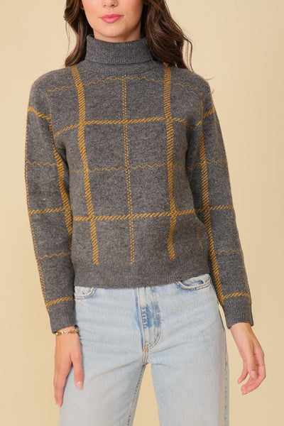 PLAID TURTLENECK SWEATER - The Downtown Dachshund