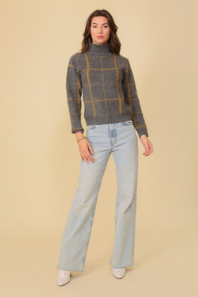 PLAID TURTLENECK SWEATER - The Downtown Dachshund