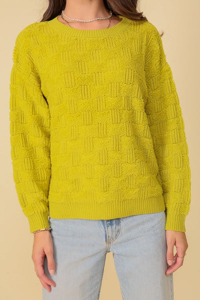 BASKET WEAVE PATTERNED SWEATER - The Downtown Dachshund