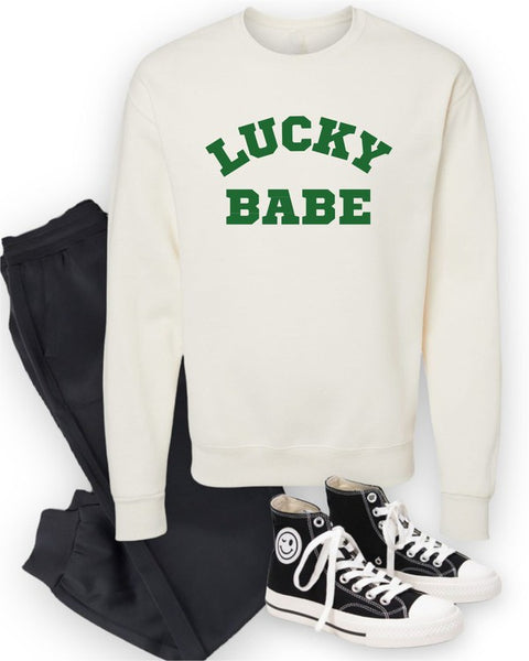 Lucky Babe St Patricks Day Sweatshirt - The Downtown Dachshund