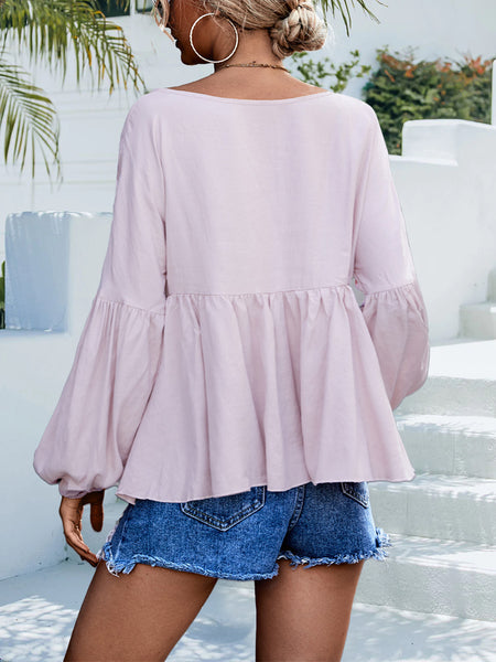 Puff Sleeve Babydoll Blouse - The Downtown Dachshund