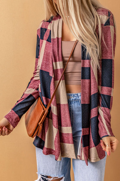 Plaid Open Front Cardigan - The Downtown Dachshund