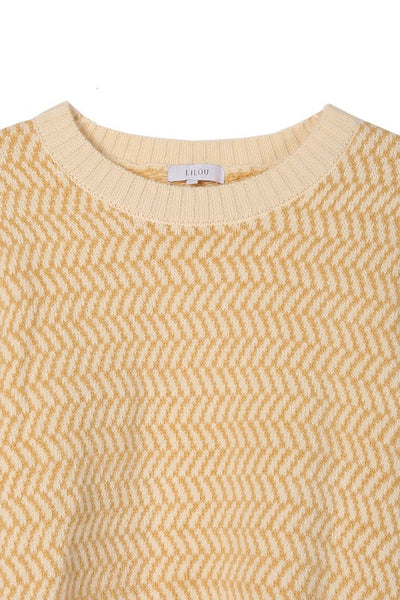 Herringbone pattern crew neck sweater - The Downtown Dachshund