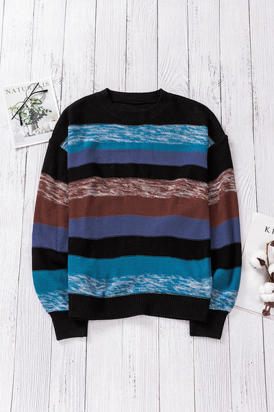 Cozy For Keeps Color Block Drop Shoulder Sweater - The Downtown Dachshund