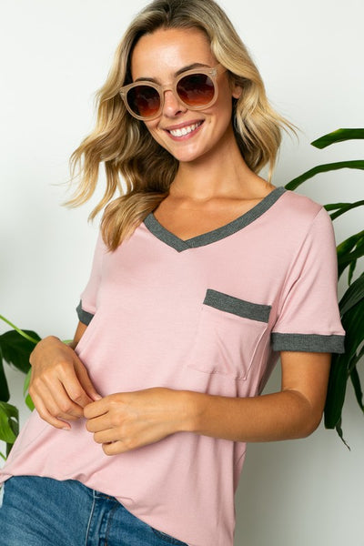SOLID V NECK PLUS TOP - The Downtown Dachshund
