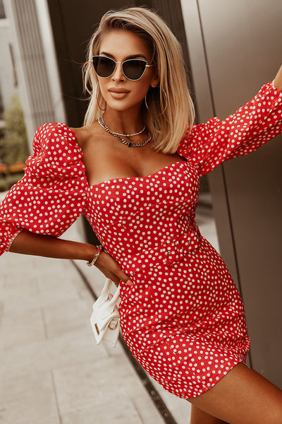 Daisy Print Belted Backless Mini Dress - The Downtown Dachshund