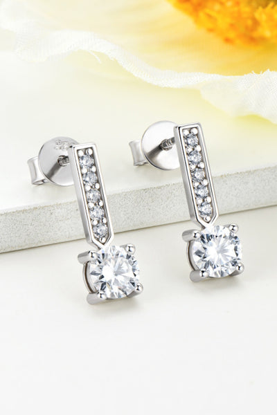 Moissanite and Zircon 925 Sterling Silver Drop Earrings - The Downtown Dachshund