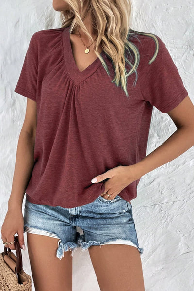V-Neck Short Sleeve Top - The Downtown Dachshund