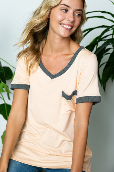 SOLID V NECK TOP - The Downtown Dachshund