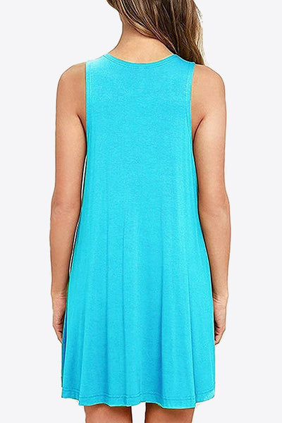 Round Neck Sleeveless Dress with Pockets 7 Colors!! - The Downtown Dachshund