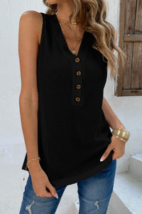 Buttoned V-Neck Tank - The Downtown Dachshund