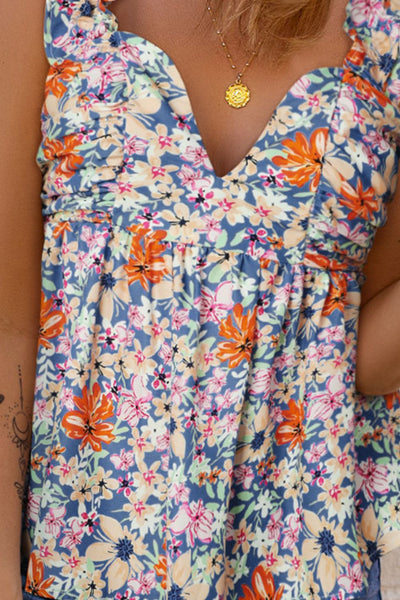 Floral Smocked Cap Sleeve Top - The Downtown Dachshund