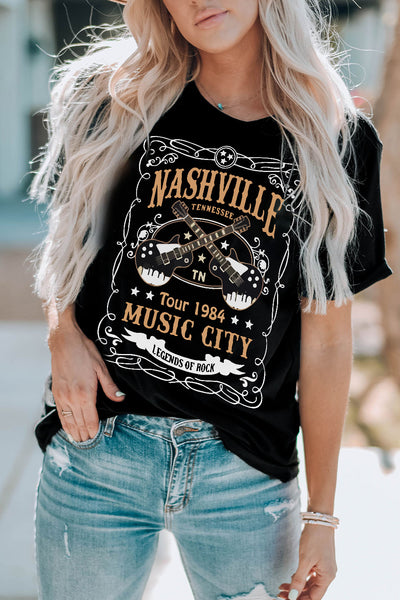 NASHVILLE MUSIC CITY Graphic Tee Shirt - The Downtown Dachshund