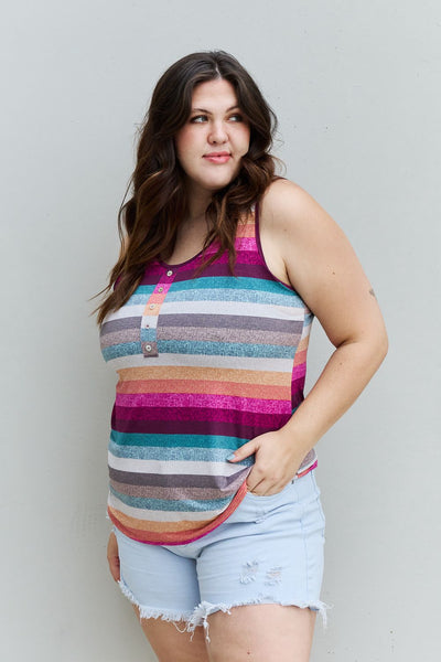 Heimish Love Me For Me Full Size Multicolored Striped Top - The Downtown Dachshund
