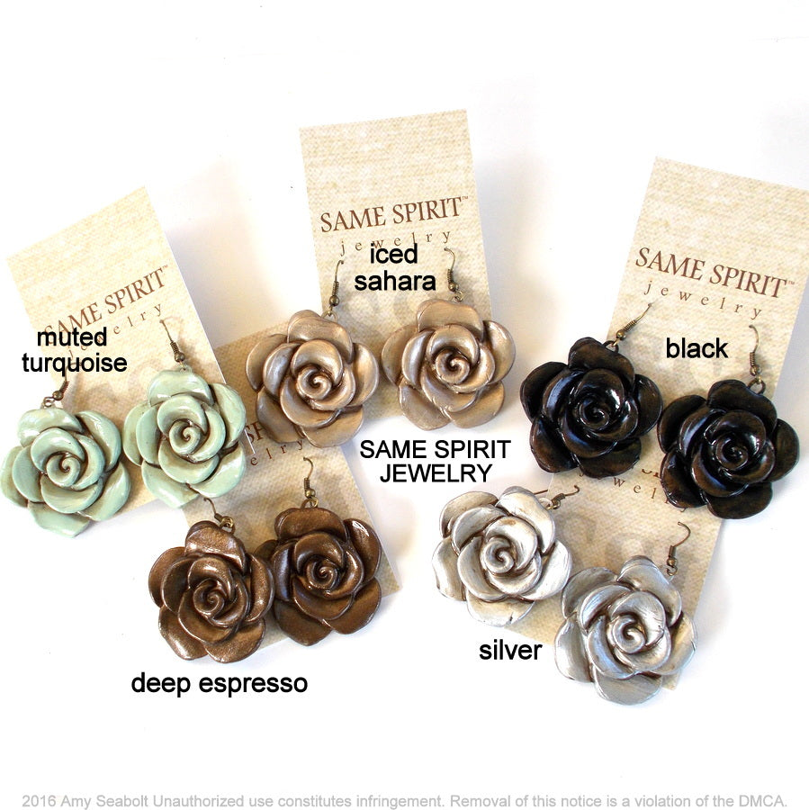 Same Spirit Cabbage Rose Earrings- Multiple Colors - The Downtown Dachshund