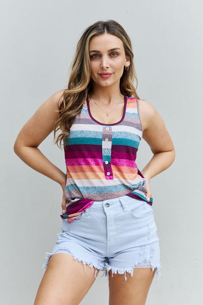 Heimish Love Me For Me Full Size Multicolored Striped Top - The Downtown Dachshund