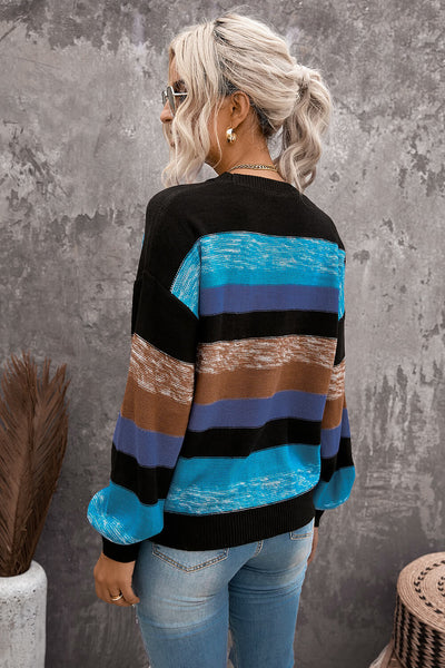 Cozy For Keeps Color Block Drop Shoulder Sweater - The Downtown Dachshund