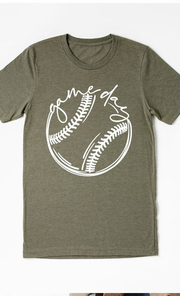 Cursive Game Day Baseball Graphic Tee - The Downtown Dachshund