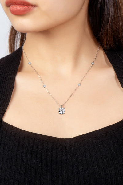2 Carat Moissanite 4-Prong 925 Sterling Silver Necklace - The Downtown Dachshund