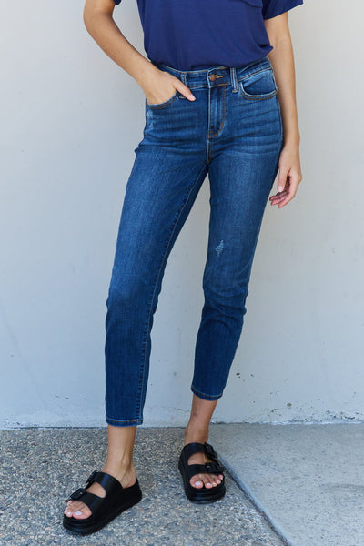 Judy Blue Aila Short Full Size Mid Rise Cropped Relax Fit Jeans - The Downtown Dachshund