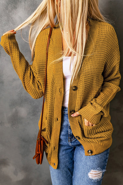 Drop Shoulder Button Down Pocketed Cardigan - The Downtown Dachshund