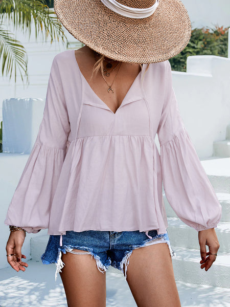 Puff Sleeve Babydoll Blouse - The Downtown Dachshund