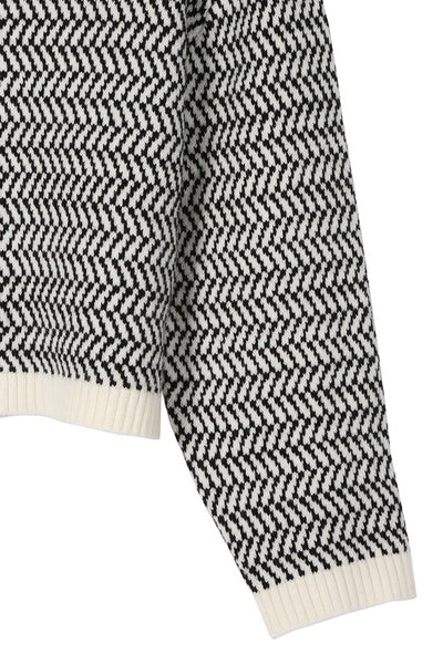 Herringbone pattern crew neck sweater - The Downtown Dachshund