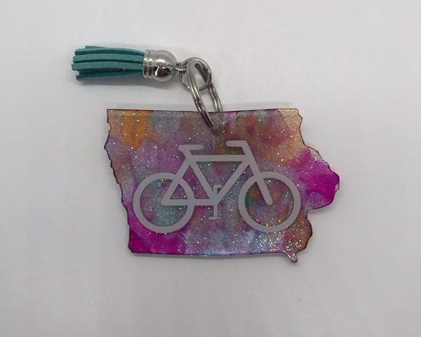Iowa Acrylic Bicycle Keychains-Assorted - The Downtown Dachshund