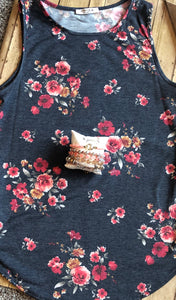 Navy Floral Tank - The Downtown Dachshund