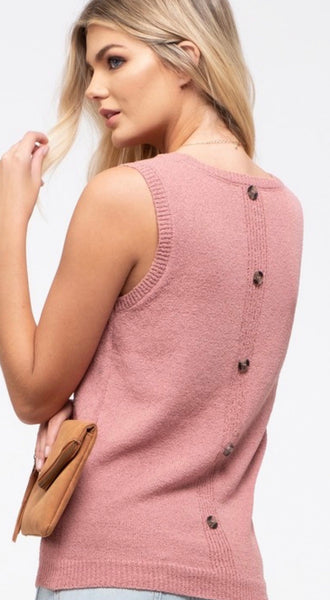 Pocket Sleeveless Sweater-Pink - The Downtown Dachshund