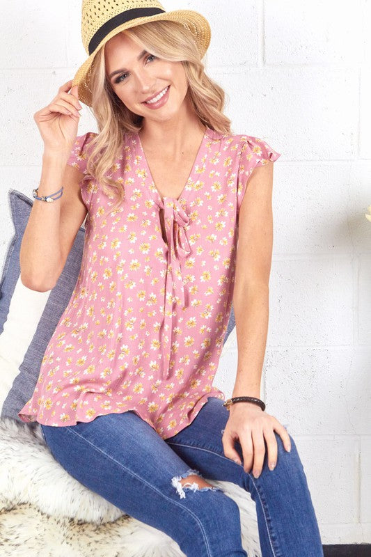 Pink Flower Top - The Downtown Dachshund