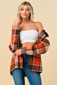 Oversized Flannel Rust/Black - The Downtown Dachshund